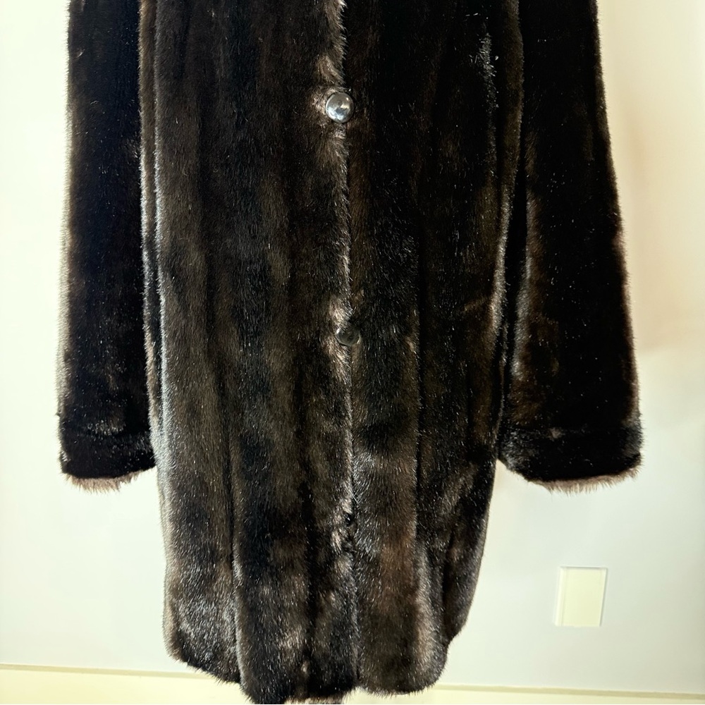 STERLING STALL Vintage Union Made Faux Fur Coat 1986 Button Front Pockets Sz 12 - Picture 6 of 16